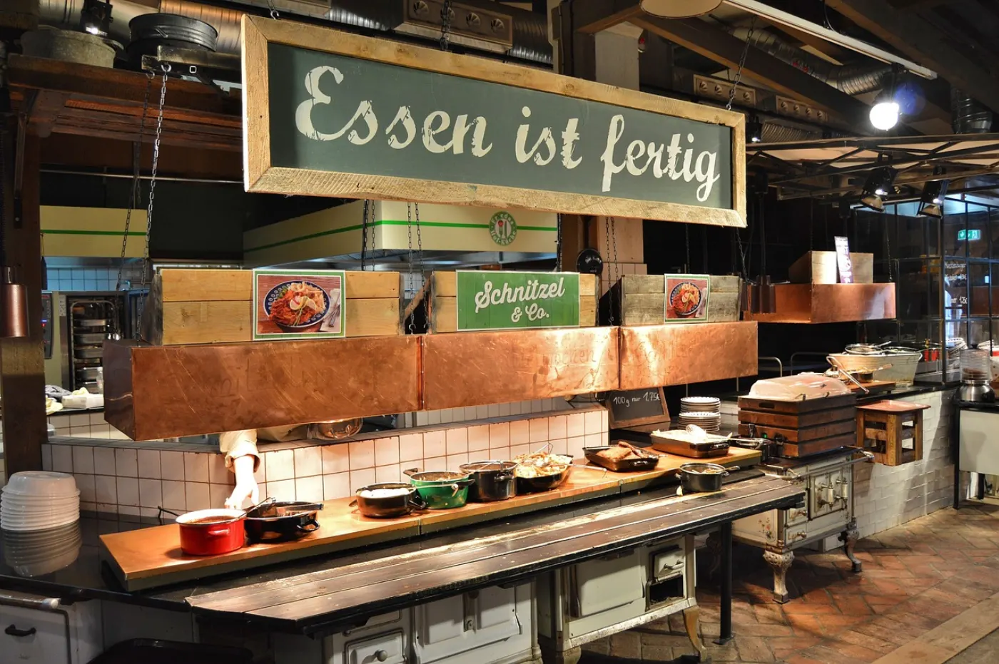 Small restaurant counter with POS tablet setup